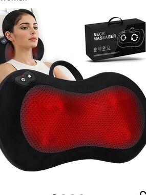Shiatsu Neck & Back Massager w Heat Deep-Kneading Pain Relief (w Electric Cord)